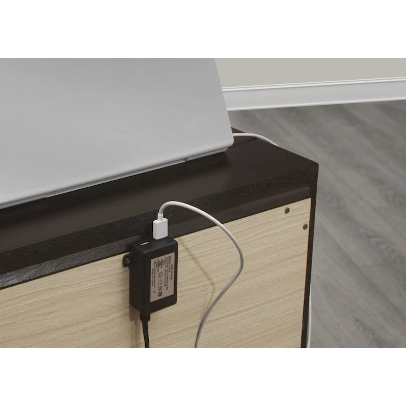 Table de chevet en bois de style transitionnel, rangement de chevet avec ports USB, table d'appoint de salon avec tiroirs, table basse