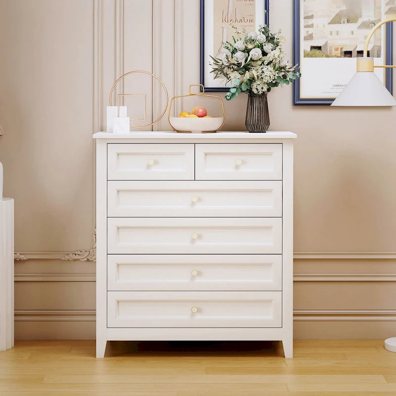 Commode à 6 tiroirs en bois massif peint à la bombe