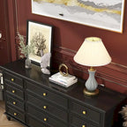 Commode en bois 63W, rangement pour chambre à coucher, 12 tiroirs