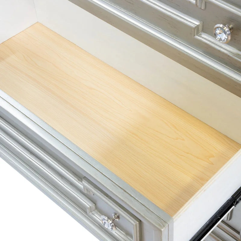 Commode à 5 tiroirs en bois massif couleur champagne Eaen Glam de Furniture of America