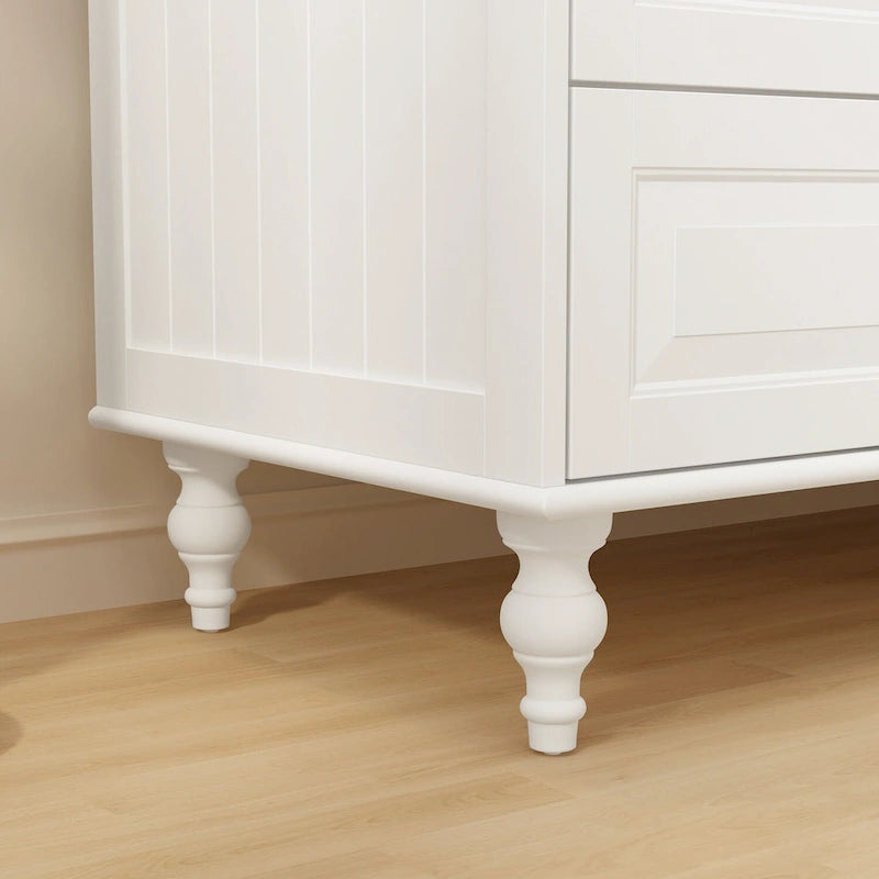 47.2 Armoires laquées blanches à 5 tiroirs avec portes miroir