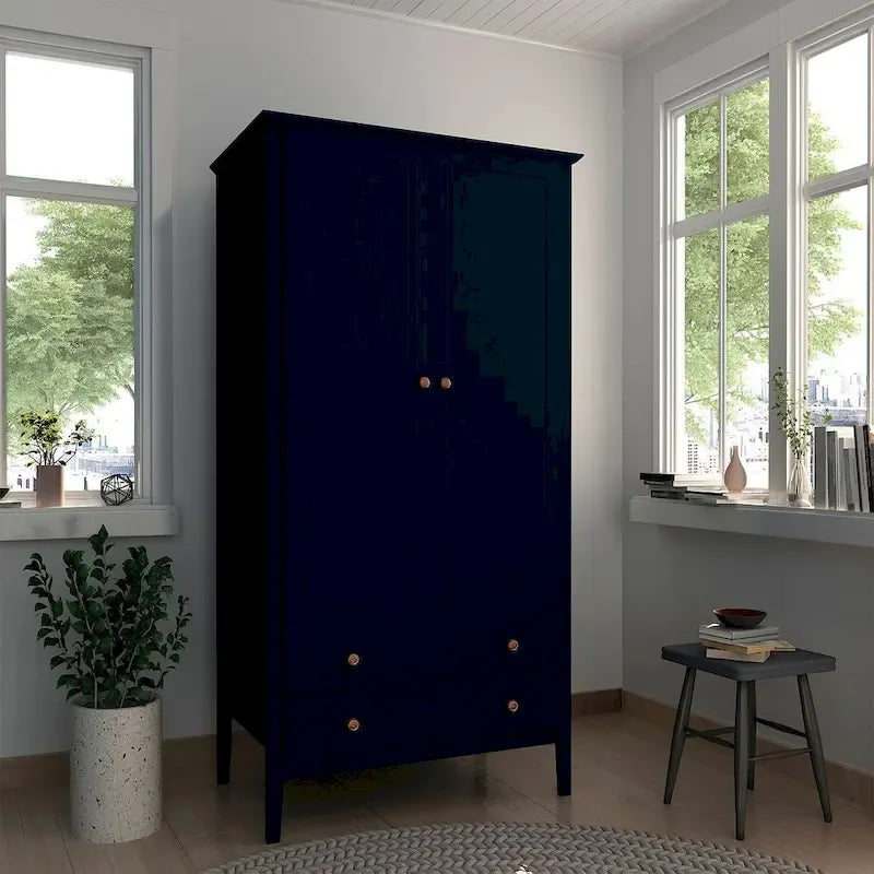 Armoire Manhattan Comfort Crown avec penderie et 2 tiroirs