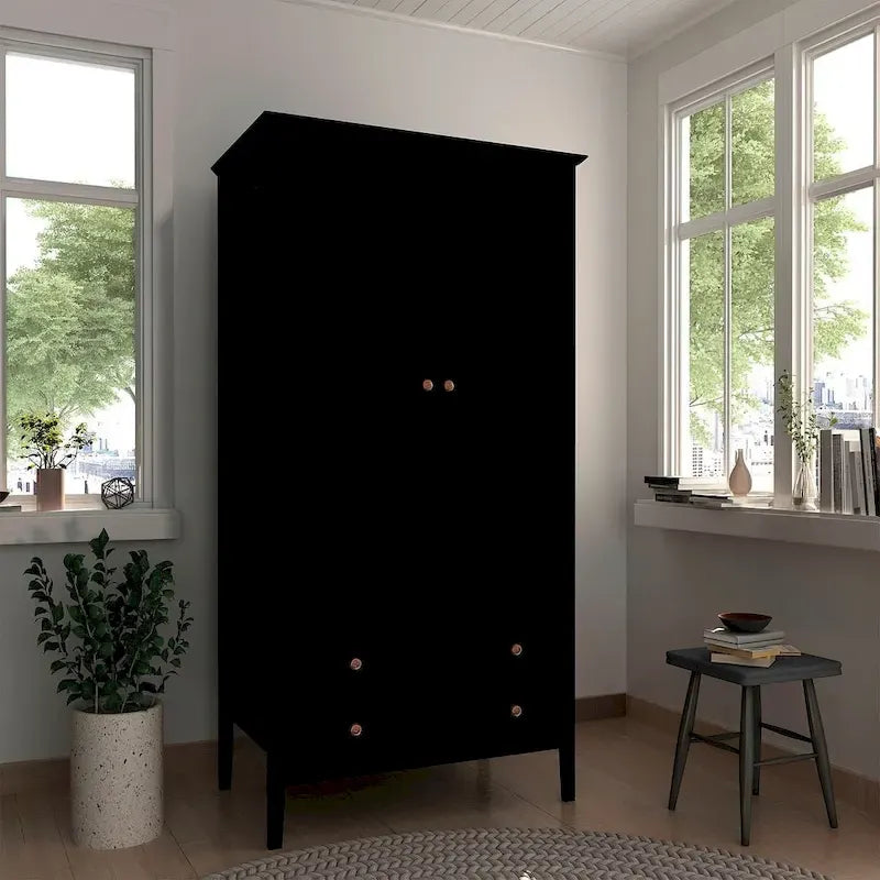 Armoire Manhattan Comfort Crown avec penderie et 2 tiroirs