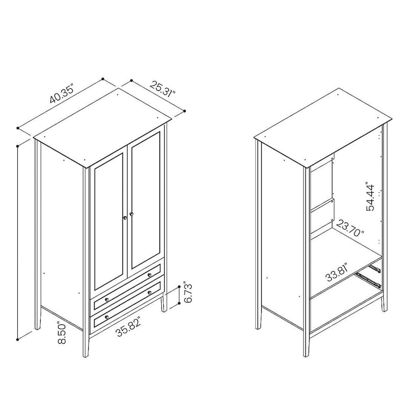 Armoire Manhattan Comfort Crown avec penderie et 2 tiroirs