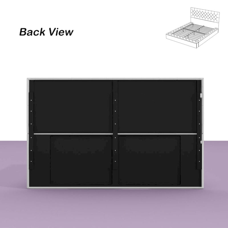 Cadre de lit LED Queen/King avec tête de lit capitonnée - Meubles de chambre