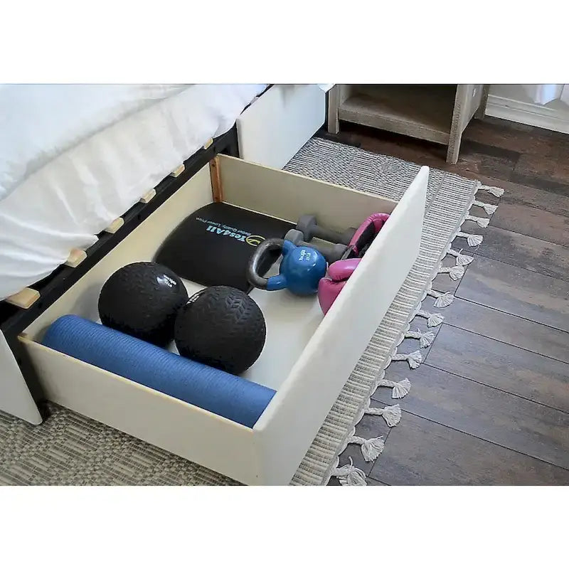 Lit plateforme rembourré Oxford Mammoth avec rangement et 2 tiroirs