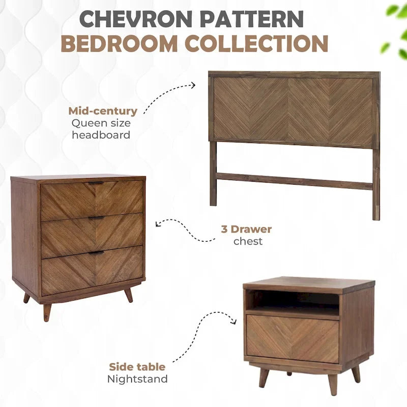 Tête de lit Piero Chevron pour lit Queen