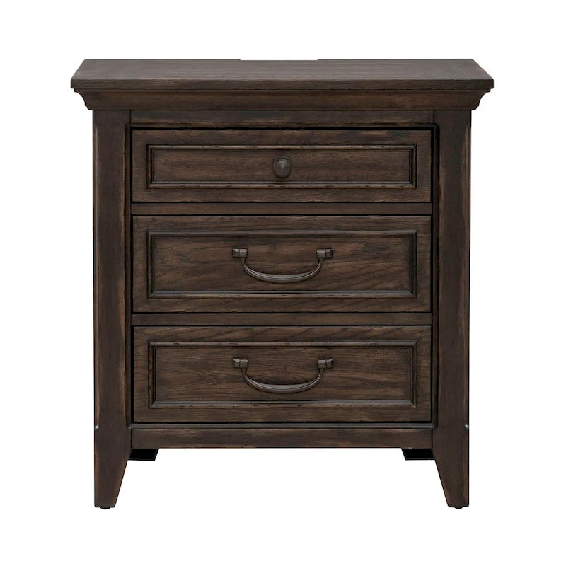 Paradise Valley Saddle Brown Nightstand with Charging Station