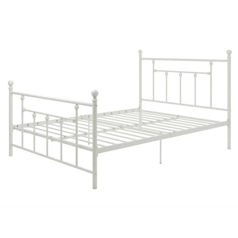 Full size White Metal Platform Bed Frame with Headboard and Footboard