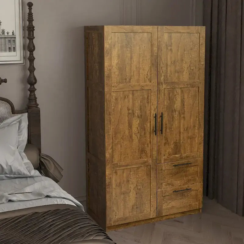 Armoire haute avec 2 tiroirs et 5 espaces de rangement