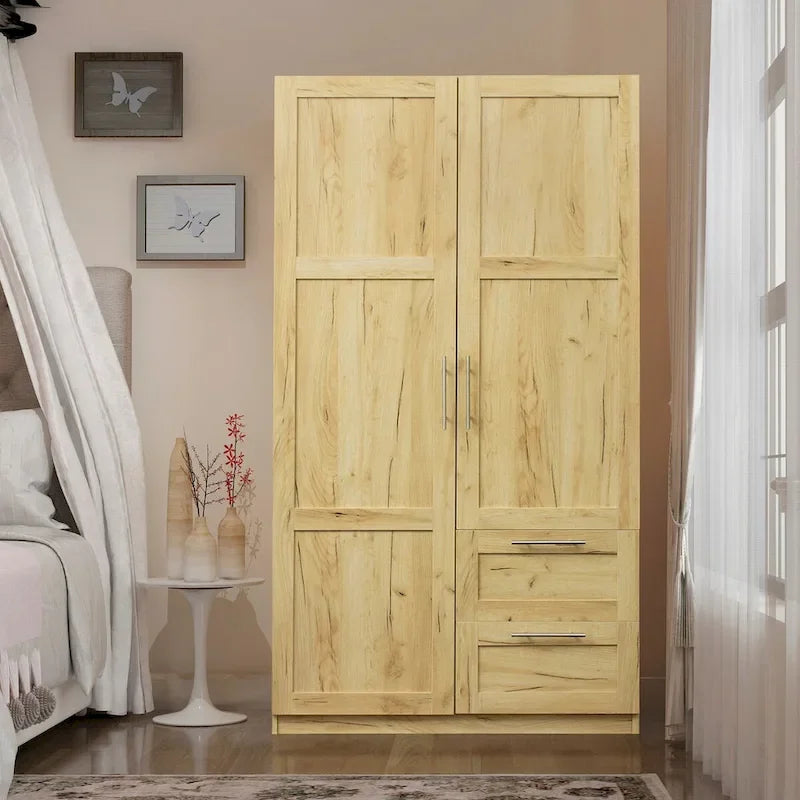 Armoire haute avec 2 tiroirs et 5 espaces de rangement