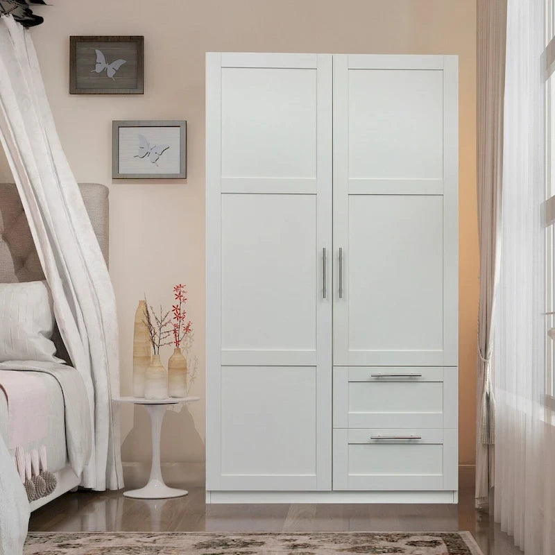 Armoire haute avec 2 tiroirs et 5 espaces de rangement