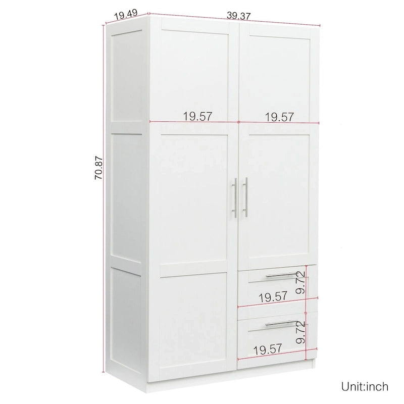 Armoire haute avec 2 tiroirs et 5 espaces de rangement