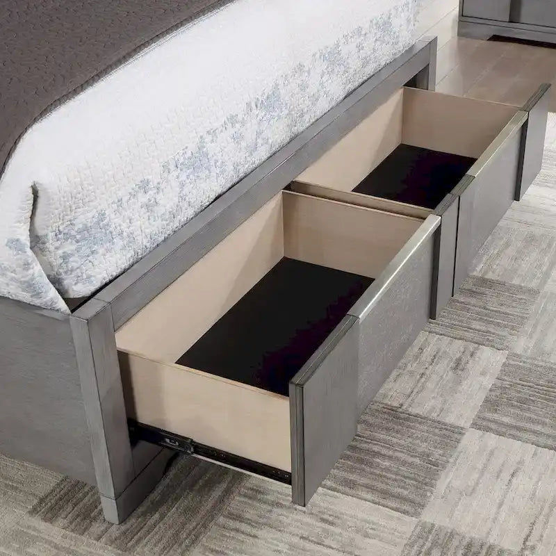 Lit plateforme de rangement Tona contemporain en bois gris avec éclairage LED de Furniture of America