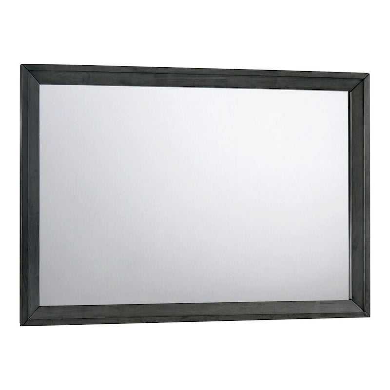 Ensemble commode et miroir Kastela gris contemporain 2 pièces de Furniture of America, comprenant 8 tiroirs et un miroir.