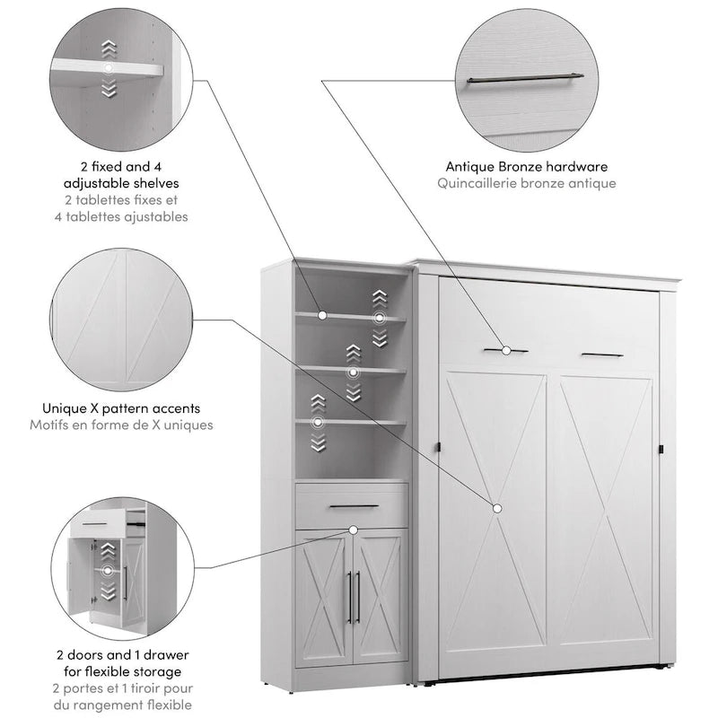 Lit escamotable Key West avec armoire intégrée (88 po) par Bestar